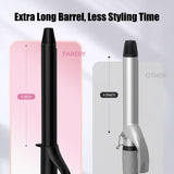 FARERY Long Barrel Curling Iron 1 Inch, Ceramic Curling Iron for Thin Hair, Infused Argan Oil & Keratin, Long Lasting Styling, 11 Adjustable Temp, Include Clips & Silicone Pad