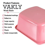 Wash Basins – Rectangular Plastic Hospital Bedside Soaking Tub [5 Pack] Small 7 Quart Graduated Bucket - Portable Washbasin for Washing, Cleaning, Foot Bath, Washing Dishes, Face Cleansing Bowl
