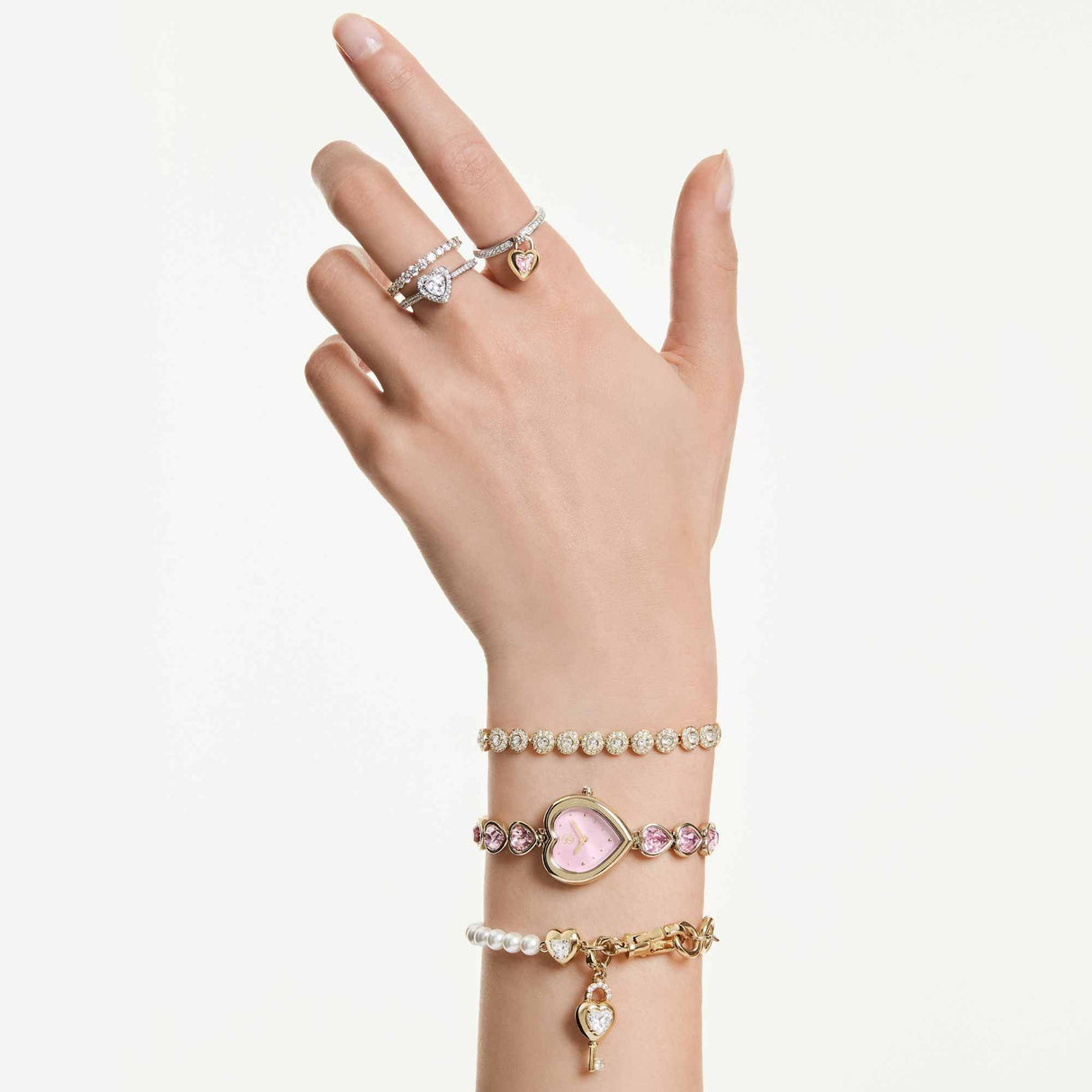 Una Angelic bracelet, Round cut, White, Gold-tSwarovski One plated