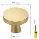 Ravinte 30 Pack Solid Knobs Kitchen Cabinet Round Pulls Dresser Handles Gold Cupboard Hardware Brushed Brass Door Drawer Knobs