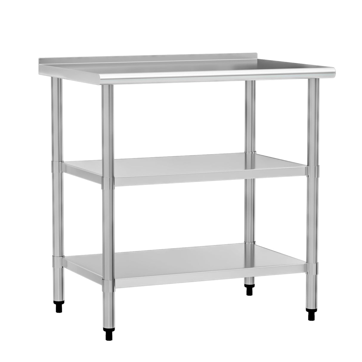 Chingoo Stainless Steel Work Table 24x36 Inch with 2 Adjustable Undershelves & Backsplash, Heavy-Duty Prep Table for Commercial Kitchen, Restaurant, Garage, Outdoor