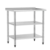 Chingoo Stainless Steel Work Table 24x36 Inch with 2 Adjustable Undershelves & Backsplash, Heavy-Duty Prep Table for Commercial Kitchen, Restaurant, Garage, Outdoor