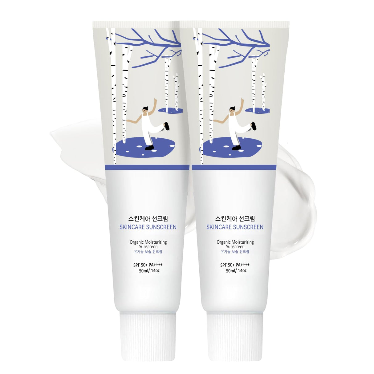 Birch Juice Moisturizing Sunscreen (SPF50+ PA++++) | A moisturizing sunscreen, No White Cast, Strong UV Protection, Moist Essence Type, Ocean Friendly-Reef Safe (1.69fl.oz) 100% （2pcs）