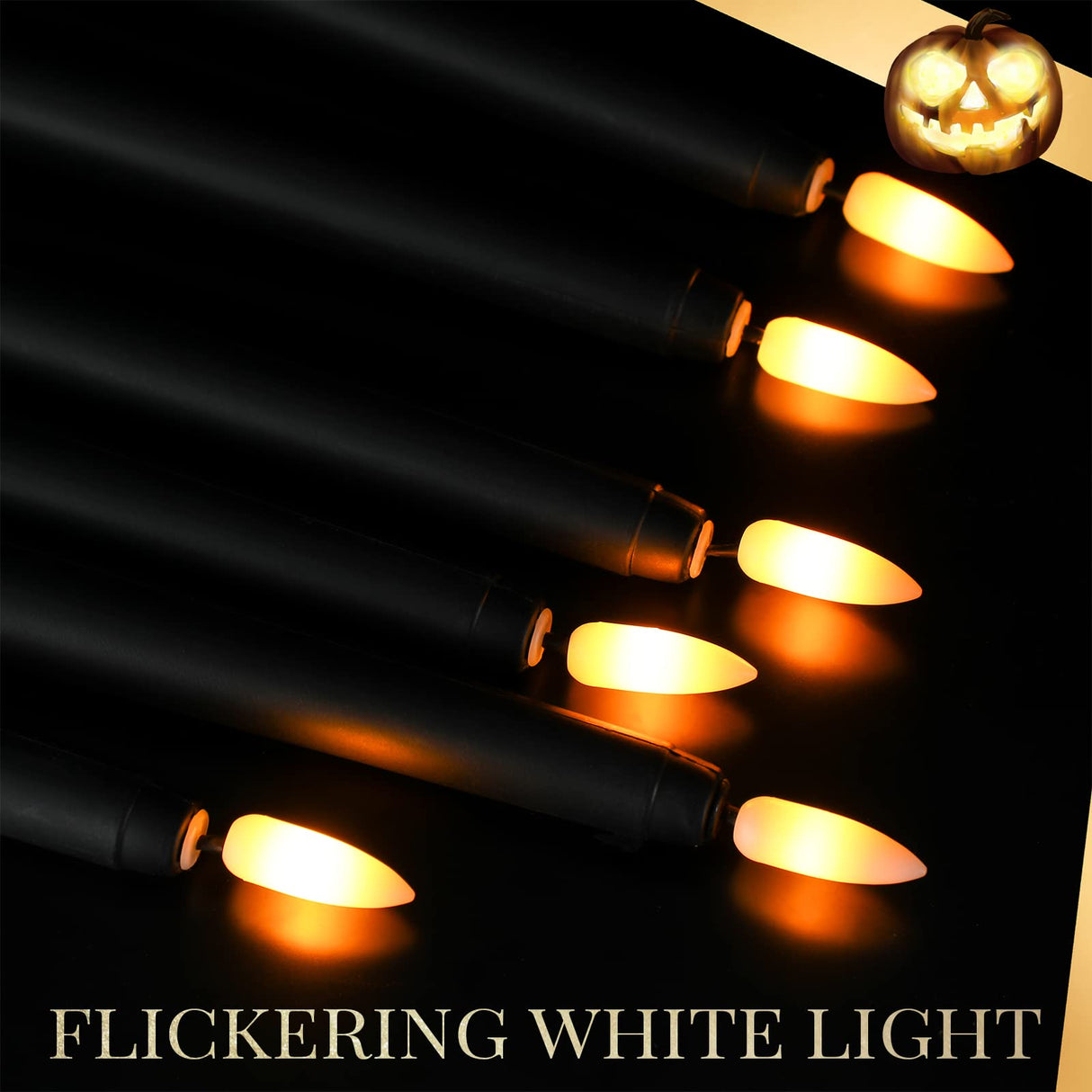 Macarrie 24 Packs Flameless Taper Candles Battery Operated Fake 11 Inch Long Candle Light LED Flameless Candlesticks Flickering Tapered for Wedding, Halloween, Christmas(Black)