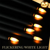 Macarrie 24 Packs Flameless Taper Candles Battery Operated Fake 11 Inch Long Candle Light LED Flameless Candlesticks Flickering Tapered for Wedding, Halloween, Christmas(Black)