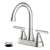Bathroom Sink Faucet 4 Inch 2 Handle Centerset Brushed Nickel Lead-Free Modern Bathroom Faucet Vanity Faucet with Pop-up Drain Stopper and Supply Hoses