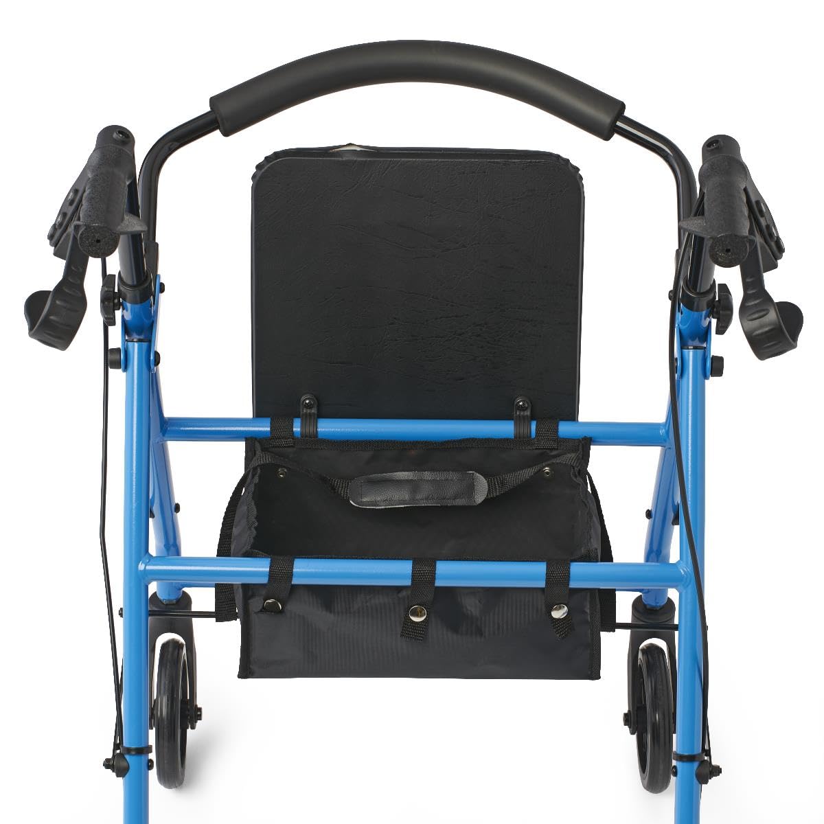 Lightweight Folding Steel Rollator Walker with Seat FSA/HSA Eligible – 6” Wheels, Locking Hand Brakes, Adjustable Handles (31"-35"), 300 lb Capacity, Padded Seat – Light Blue Mobility Aid for Seniors