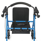 Lightweight Folding Steel Rollator Walker with Seat FSA/HSA Eligible – 6” Wheels, Locking Hand Brakes, Adjustable Handles (31"-35"), 300 lb Capacity, Padded Seat – Light Blue Mobility Aid for Seniors