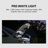 OLIGHT Arkfeld Pro Rechargeable EDC Flat Flashlight with Green Beam, UV and White LED Combo, 1300 Lumens Portable Pocket Lights, Triple Sources for Outdoors Emergency Working (Racing Stripe CW)