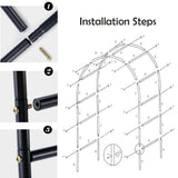 Thickened Tube Garden Arch,7.3ft Heavy-Duty Metal with 16mm Steel Tubes & 0.5mm Thickened Wall, Durable Outdoor Trellis for Climbing Plants,Roses,Garden Party,Ceremony & Decorations (Black)
