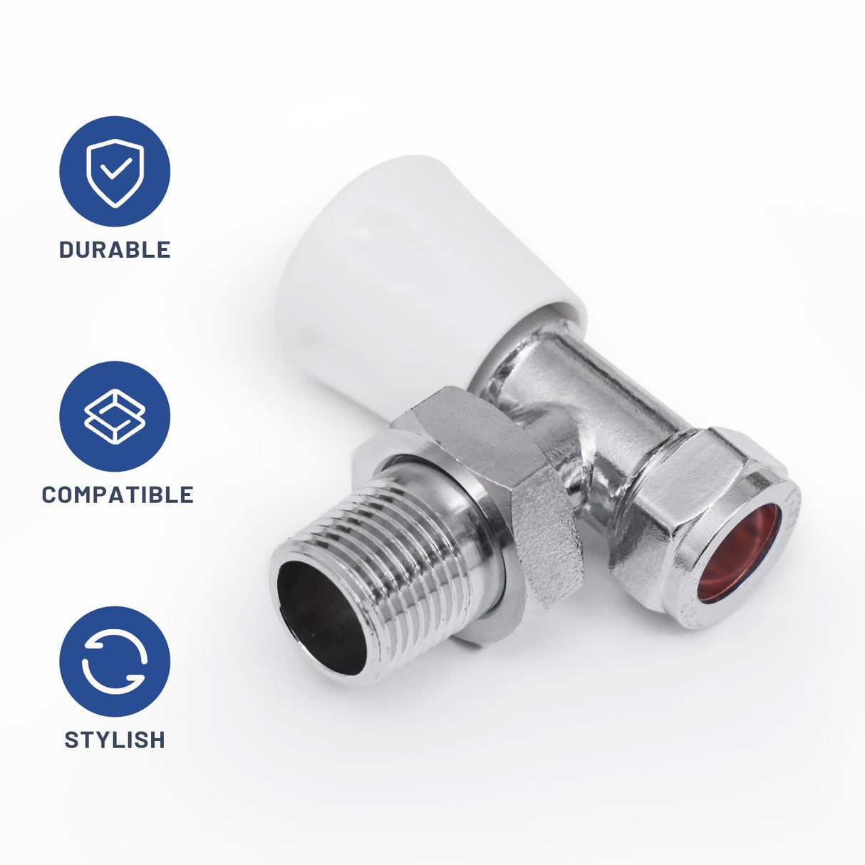 Vancoco Radiator Valve (Pair) - Angled Brass Radiator Valves with Lockshield Suit for Towel Radiators 1/2" /15mm Standard Thread