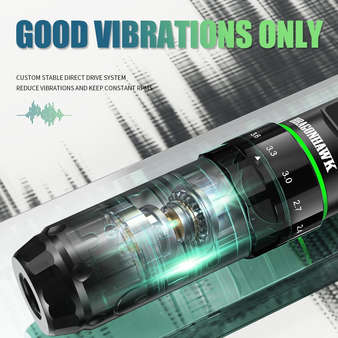 Dragonhawk Tattoo Kit, L3 Cordless/Cord Complete Tattoo Gun Rotary Pen Machine Kit, 2 Batteries, Power Supply with Extra Battery Rca Jack Part for Pro Artists