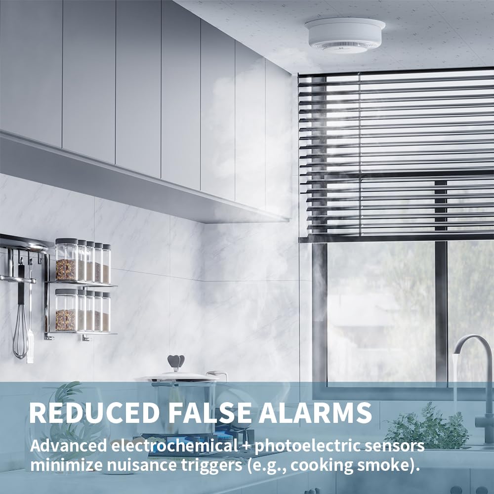 HOMEAEGIS Smoke and Carbon Monoxide Alarm, 1-Pack Size.10-Year Battery Powered.