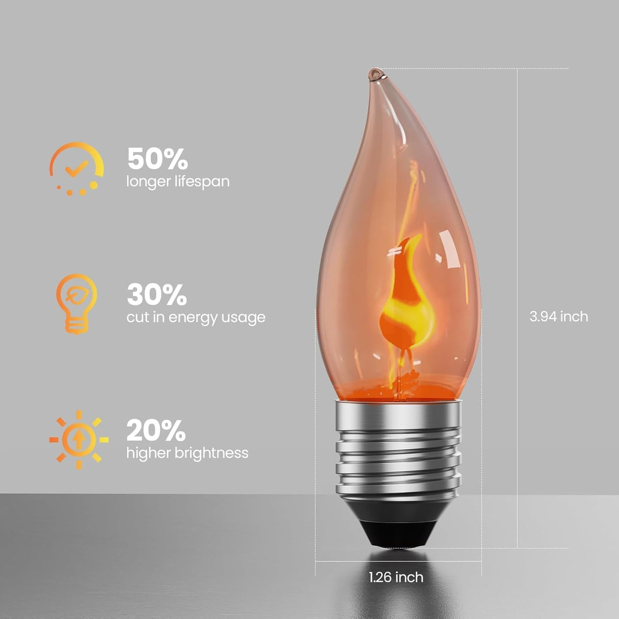 Hompavo Upgraded Flame Light Bulbs, E26 Flickering Fire Light Bulbs Flame Candle for Halloween Christmas Party Patio Porch Home Indoor & Outdoor Decorations - 10 Pack