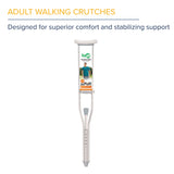 Hugo Mobility Adjustable Adult Crutches For Walking, Walking Crutches, Comfortable Lightweight Crutches with Underarm Pad and Hand Grip, For Users 52 to 60 Inches