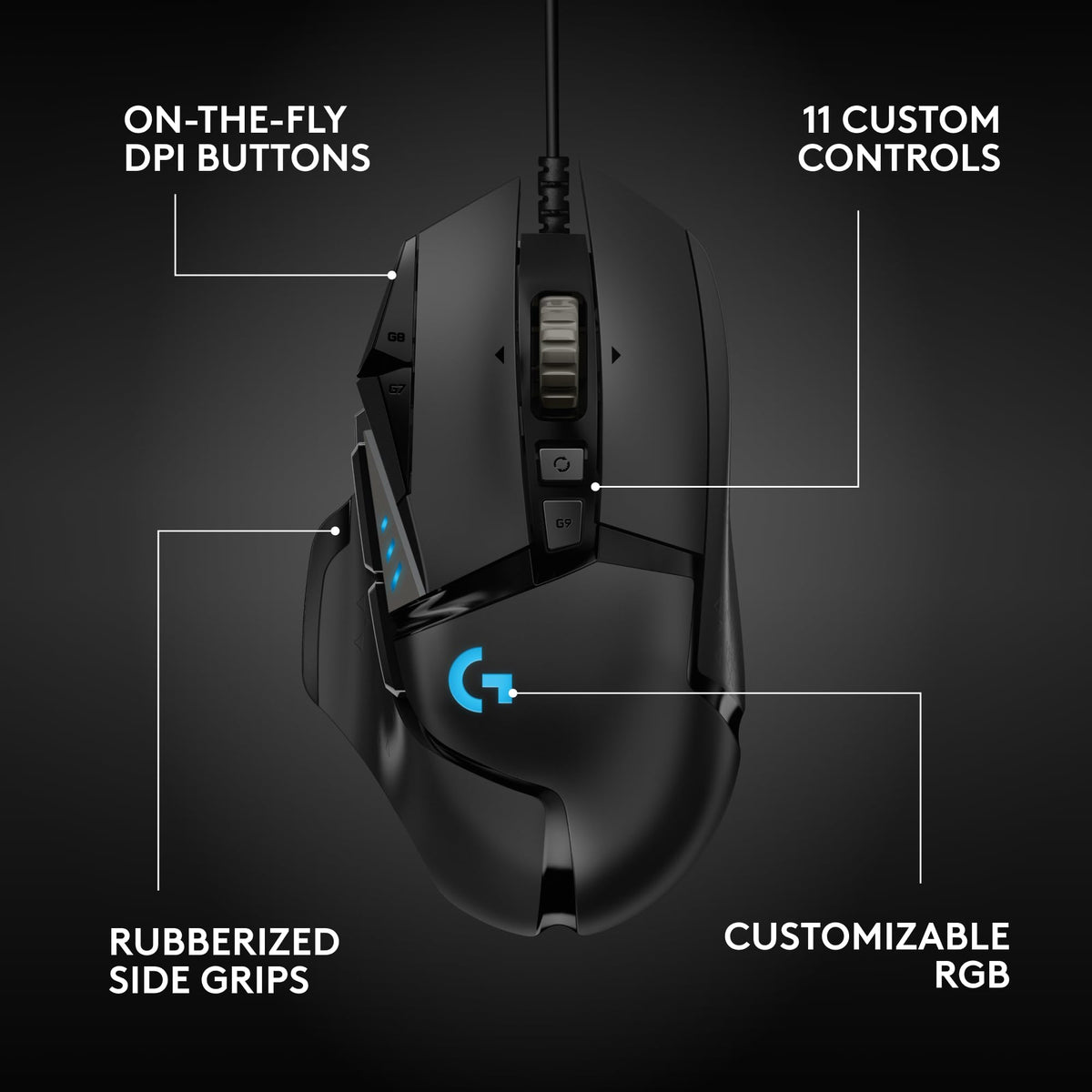 Logitech G502 Hero Wired Gaming Mouse - Black