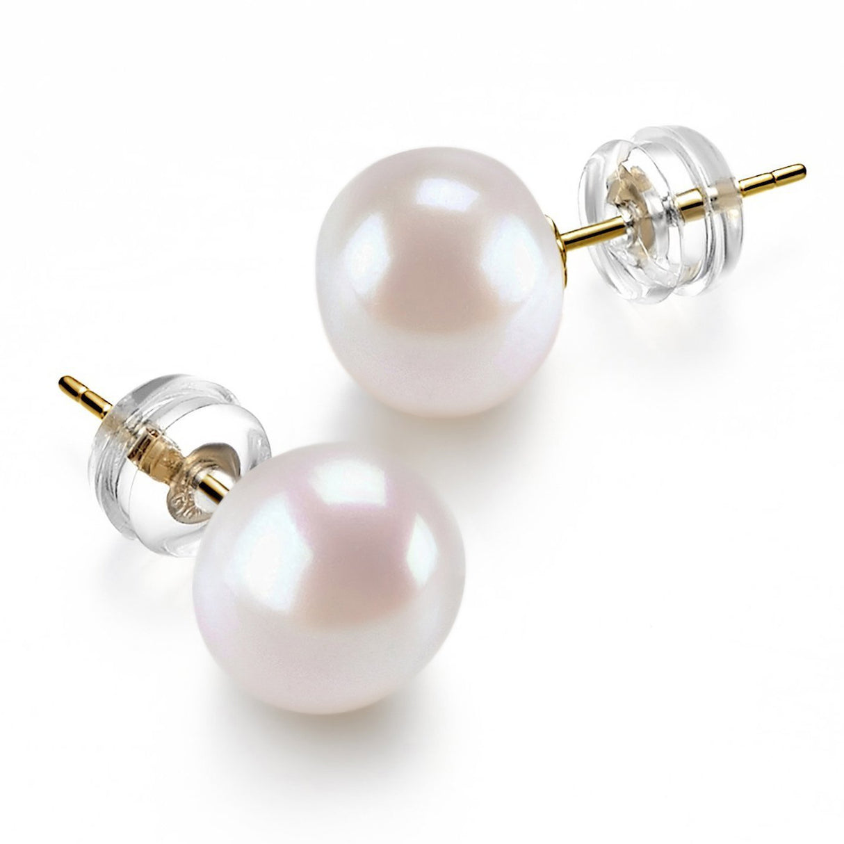 PAVOI Pearl Stud Earrings for Women, 14K Gold, Yellow Gold, Size 8, Pearl