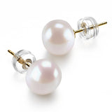 PAVOI Pearl Stud Earrings for Women, 14K Gold, Yellow Gold, Size 8, Pearl