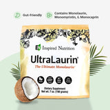 Inspired Nutrition UltraLaurin ® Monolaurin Supplement for Immune Support and Gut Health - Monolaurin Pellets - 7oz - 66 Servings, 3000 mg Each