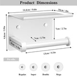Tindbea Toilet Paper Holder with Phone Shelf, Adhesive or Screw Wall Mount Toilet Tissue Roll Holder, Rustproof & Multifunctional Stainless Steel Bathroom Storage Dispenser (White)