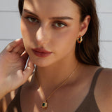 FRUMOS 14K Gold Huggie Hoops 925 Silver Post Colorful CZ Earrings for Women