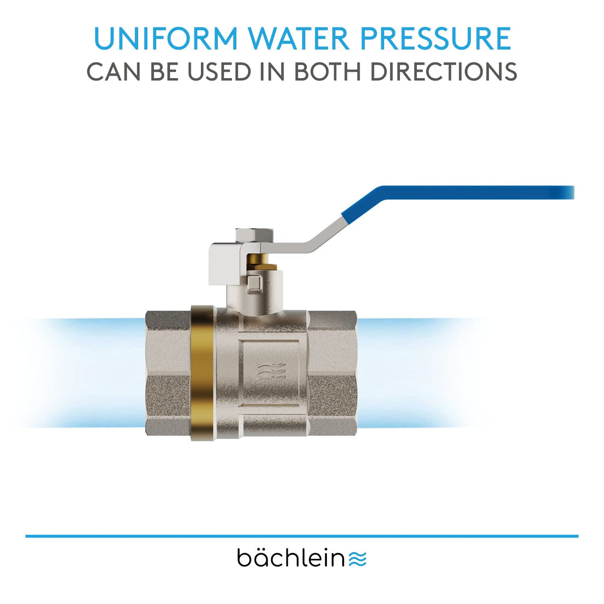 Bächlein Universal Ball Valve - Brass Ball Valve with Lever Handle and 1 Inch Female Thread on Both Sides - Full Bore Shut-Off Valve