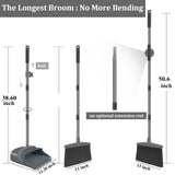 Broom and Dustpan Set, Dust pan with Long Handle, Broom with Dustpan Combo Set, Broom and Dustpan for Home, Indoor or Outdoor Cleaning Tool (Deep Gray&Light Gray)