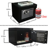 Yuanshikj Safe Box with Electronic Keypad, Small Hidden Steel Security Lock Box with Key, 0.23 Cubic Feet, 9.05" W x 6.69" D x 6.69" H, for Jewelry Gun Cash Use Storage money (BLACK)
