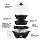 Elite Gourmet 7-Egg Rapid Egg Cooker, Poacher/Omelet Maker, Auto Shut-Off