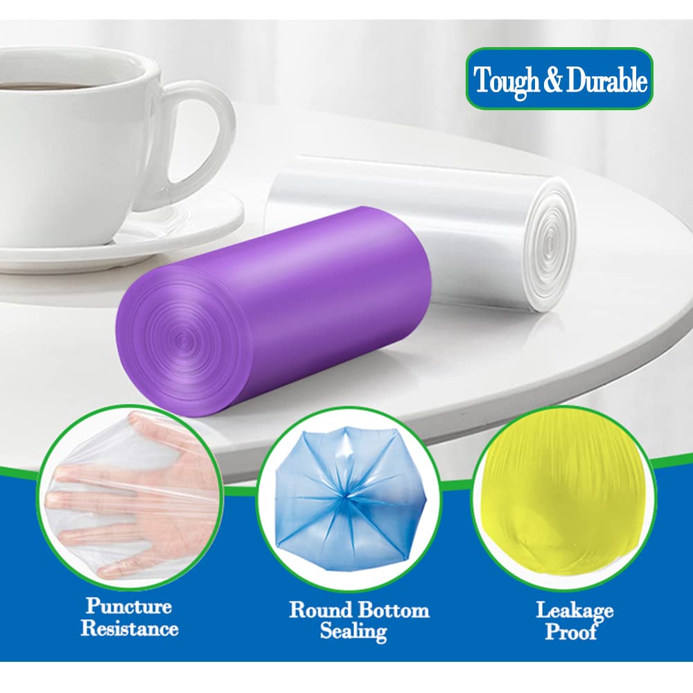 4 Gallon Small Garbage Bags 250 Counts,Trash Bag Bin Liners, 12-15 Liters Bin Bags Wastebasket Bags for home office kitchen Trash Can,Bathroom,Bedroom 5 Color