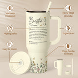 Best Friend Tumbler with Handle 40oz, Bestie Cups for Women Stainless Steel Coffee Travel Tumblers with Straw, Bestie Gifts for Female Friends BFF, Friendship Gift for Birthday Christmas Valentines