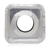 100 Pack Aluminum Foil Square Stove Burner Covers Disposable Heavy Thick Quality Bib Liners Drip Pans Gas Range Top Protectors 8.5”