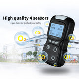 XLA Alert Portable Gas Detector, Gas Clip 4 Gas Monitor Meter Tester Analyzer, Rechargeable LCD Display Sound Light Shock Air Quality Tester, 2 Year Detector…