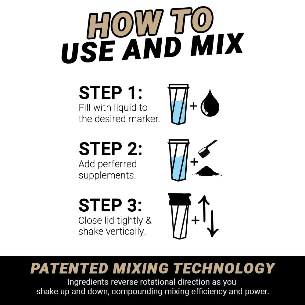 HELIMIX 2.0 Vortex Blender Shaker Bottle Holds upto 28oz | No Blending Ball or Whisk | USA Made | Portable Pre Workout Whey Protein Drink Shaker Cup | Mixes Cocktails Smoothies Shakes | Top Rack Safe