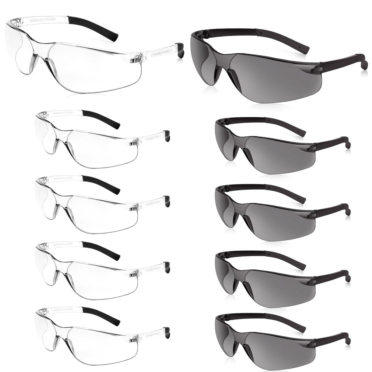 Salfboy Clear Safety Glasses Bulk of 10 ANSI Z87.1 Protective Eyewear Scratch-Resistant for Work, Lab, Construction