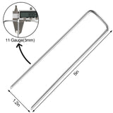 Oligei 100 Pack Garden Stakes, U-Shaped Tent Stakes, Galvanized Landscape Staples, Ground Stakes, for Landscaping Securing Weed Barrier Fabric, Irrigation Tubing, Holding Fence, Tarpaulin