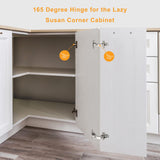 Chibery 2 Pack 165 Degree Lazy Susan Hinge, Face Frame, CLIP ON Plate for Easy Installation, Soft Close Multi-pivot Concealed hardware for Corner Kitchen Cabinet, Cupboard Folded, Folden Door, Closets