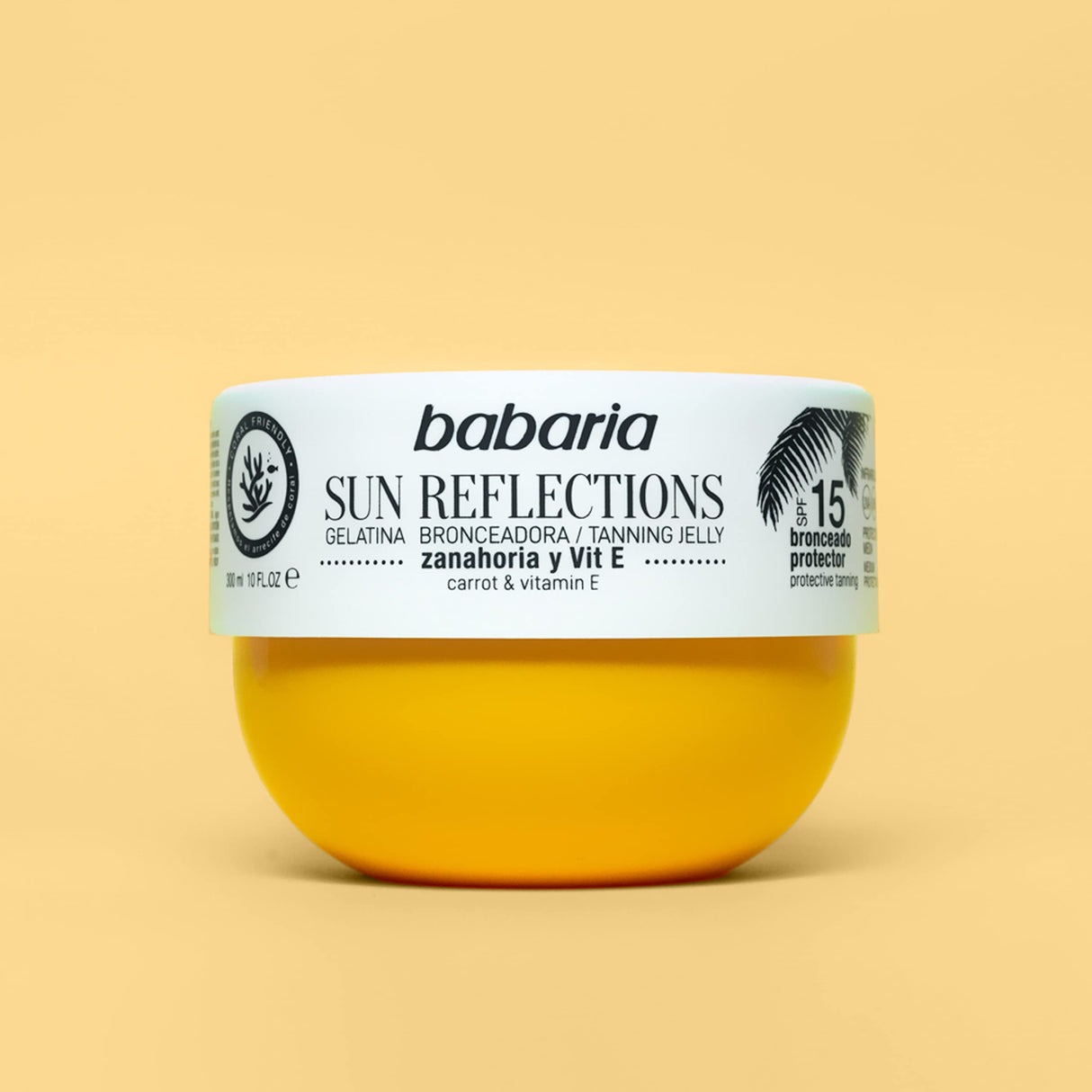Babaria Carrot Gel Radiant Tan SPF15 Gelatin, 10.1 Fl Oz, Unisex, 100% Vegan, Coral Friendly