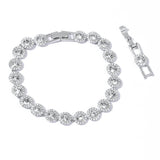 ZOEY Angelic Tennis Bracelet - 18K White Gold Plated 7.3-8.3in, 8mm (1/3 inch) Wide with Detachable Extender, Adjustable Women's Jewelry