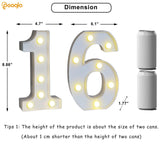Pooqla Decorative Led Light Up Number Letters, White Plastic Marquee Number Lights Sign 16th Birthday Decorations for Girls Boys Party Wedding Decor Battery Operated Number (16)