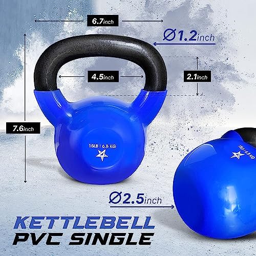 Yes4All 5-65lbs Kettlebells Vinyl Coated Cast Iron for Dumbbell Weights Exercises, Gym, Fitness, Full Body Workout Equipment Push up, Grip and Strength Training