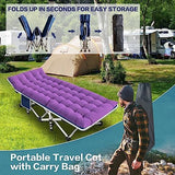 2 Pack Camping Cot with Mattress Comfortable Cots for Sleeping Camping Bed Heavy Duty Folding Cot with Carry Bag for Adults Kids Outdoor Home Guest Bed