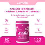 Create Creatine Monohydrate Gummies for Men & Women - Boost Focus, Strength, and Endurance, Anti-Melting Formula, Vegan, Gluten-Free, Non-GMO, 1.5 Gram Creatine per Gummy (Watermelon, 90 ct)