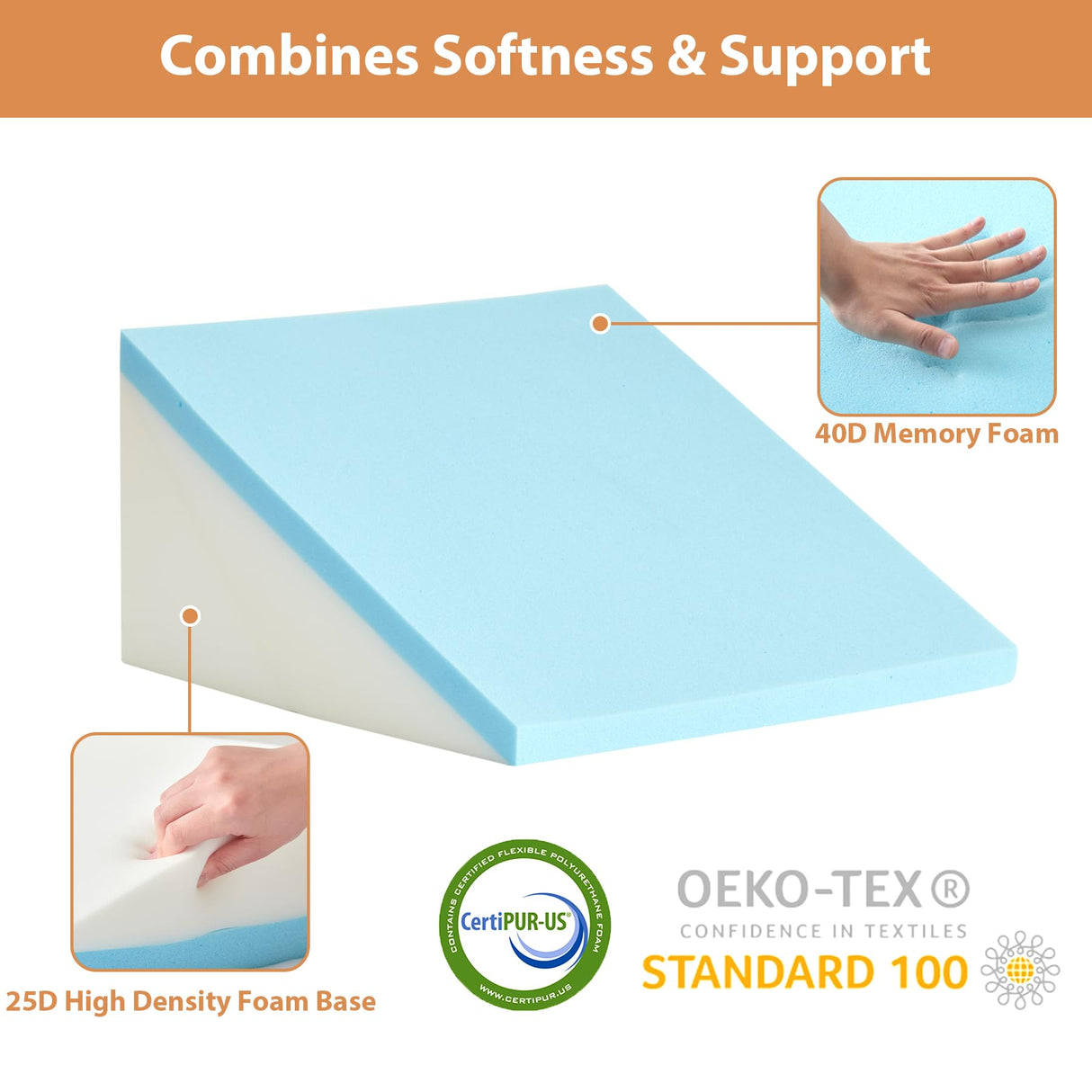 BIEEZZK Orthopedic Bed Wedge Pillow Set 3Pcs, Adjustable Memory Foam, Pillow Wedge for Post Surgery, Back Pain Relief, Triangle Pillows for Acid Reflux, Snoring, GERD, Dark Grey