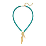 FAUTHENTICUTE Chunky Gold Fish Pendant Necklace for Women