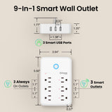GHome Smart Plug Outlet Extender, USB Wall Charger with 3 Individual Smart Outlets and 3 Smart USB Ports, Works with Alexa Google Home, Surge Protector Plug Extender for APP Control,15A/1800W