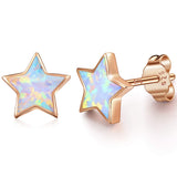 Rose Gold Plated Star Earrings for Girls, Hypoallergenic Fire Opal Stud Earrings For Women ARSKRO S925 Sterling Silver Post Little Small Cute Earring Jewelry Gifts for Sensitive Ears Kids