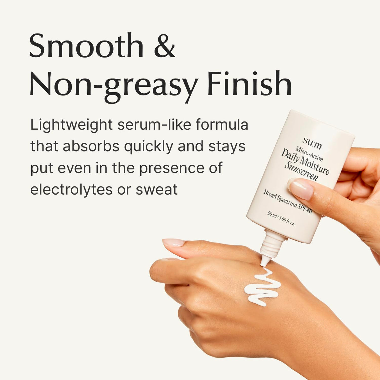 SU:M Micro-Active Daily Moisture Sunscreen (1.69fl oz) - Korean Skincare SPF 40 for UV Protection, Hydration, Soothing Sensitive Skin, No White Cast. With Biopeptide190 & Niacinamide.