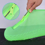 Shiwely Waterproof Shoe Covers, Silicone Reusable Shoe Cover Non-slip Durable Zipper Elastic Rain Cover Protection for Men Women (XL (Women 11-13, Men 9.5-13), Green)