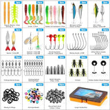 PLUSINNO Fishing Lures, 137Pcs Tackle Box with Tackle Included, Crankbaits, Spoon, Hooks, Weights & Other Accessories, Fishing Bait Lure Gear Kit Gift for Men Bass Freshwater
